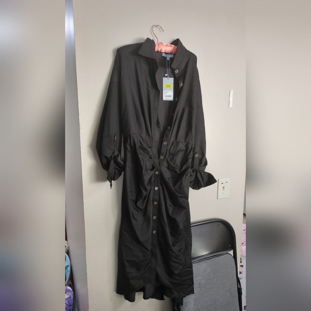 High Quality Black Button Down Dress
